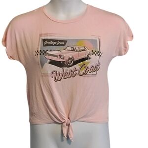 Pink Graphic Tie-Front Women's Top